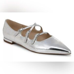 Sam Edelman Women’s Class Flats, Silver, NWT, Pointed Toe Flats, size 9.5